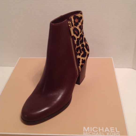 Michael Kors Silvy Brown and Leopard  Ankle Boots - Picture 2 of 8